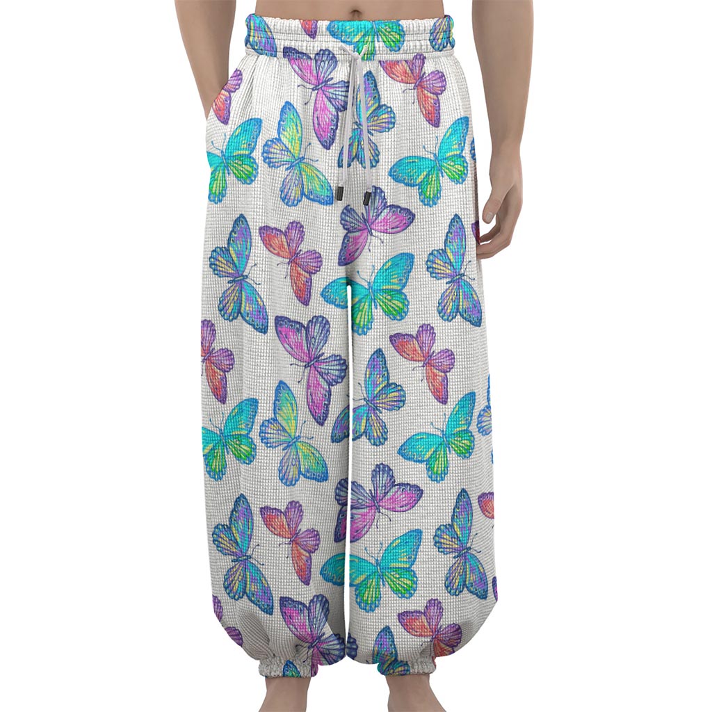 Colorful Butterfly Pattern Print Lantern Pants