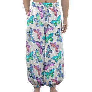 Colorful Butterfly Pattern Print Lantern Pants