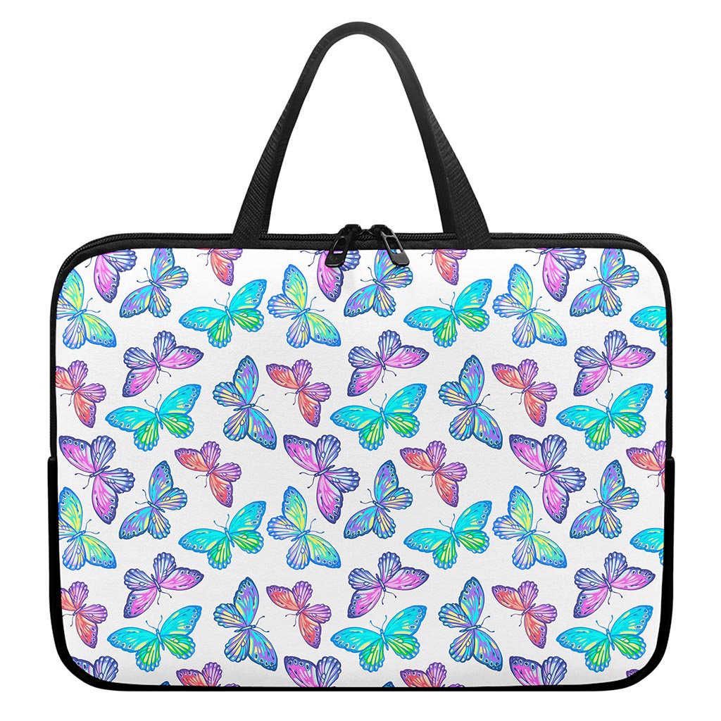 Colorful Butterfly Pattern Print Laptop Sleeve With Handle