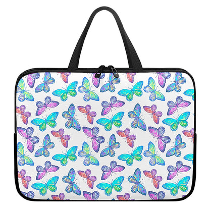 Colorful Butterfly Pattern Print Laptop Sleeve With Handle