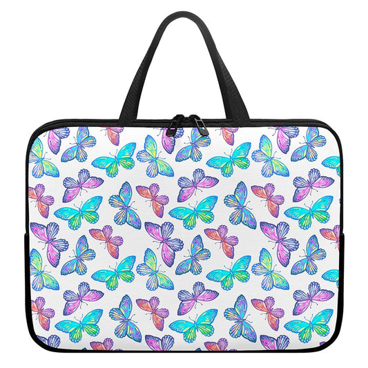 Colorful Butterfly Pattern Print Laptop Sleeve With Handle