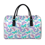 Colorful Butterfly Pattern Print Leather Duffle Bag