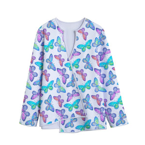 Colorful Butterfly Pattern Print Long Sleeve Short Coat