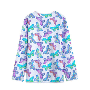 Colorful Butterfly Pattern Print Long Sleeve Short Coat