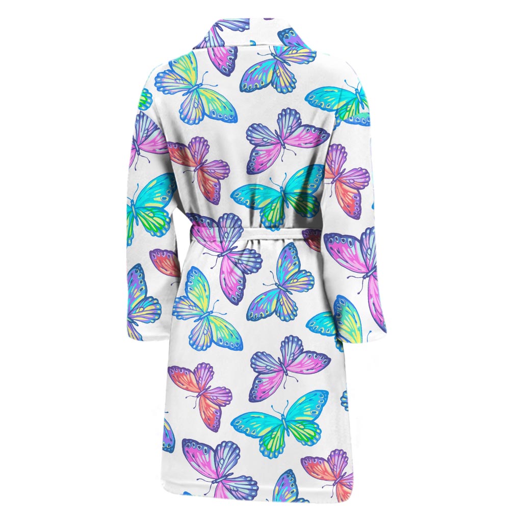 Colorful Butterfly Pattern Print Men's Bathrobe