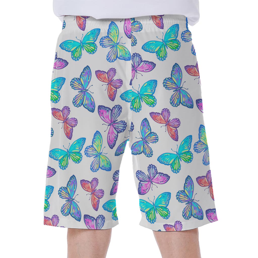 Colorful Butterfly Pattern Print Men's Beach Shorts