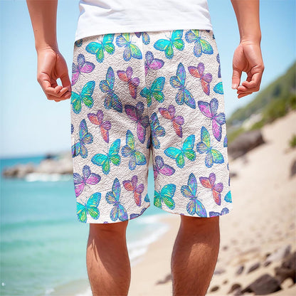 Colorful Butterfly Pattern Print Men's Cargo Shorts