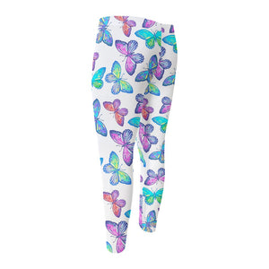 Colorful Butterfly Pattern Print Men's Compression Pants