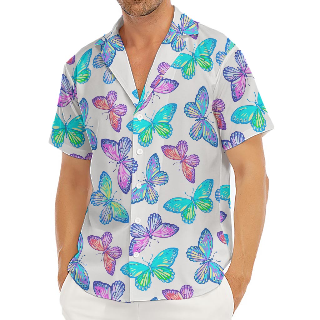 Colorful Butterfly Pattern Print Men's Deep V-Neck Shirt