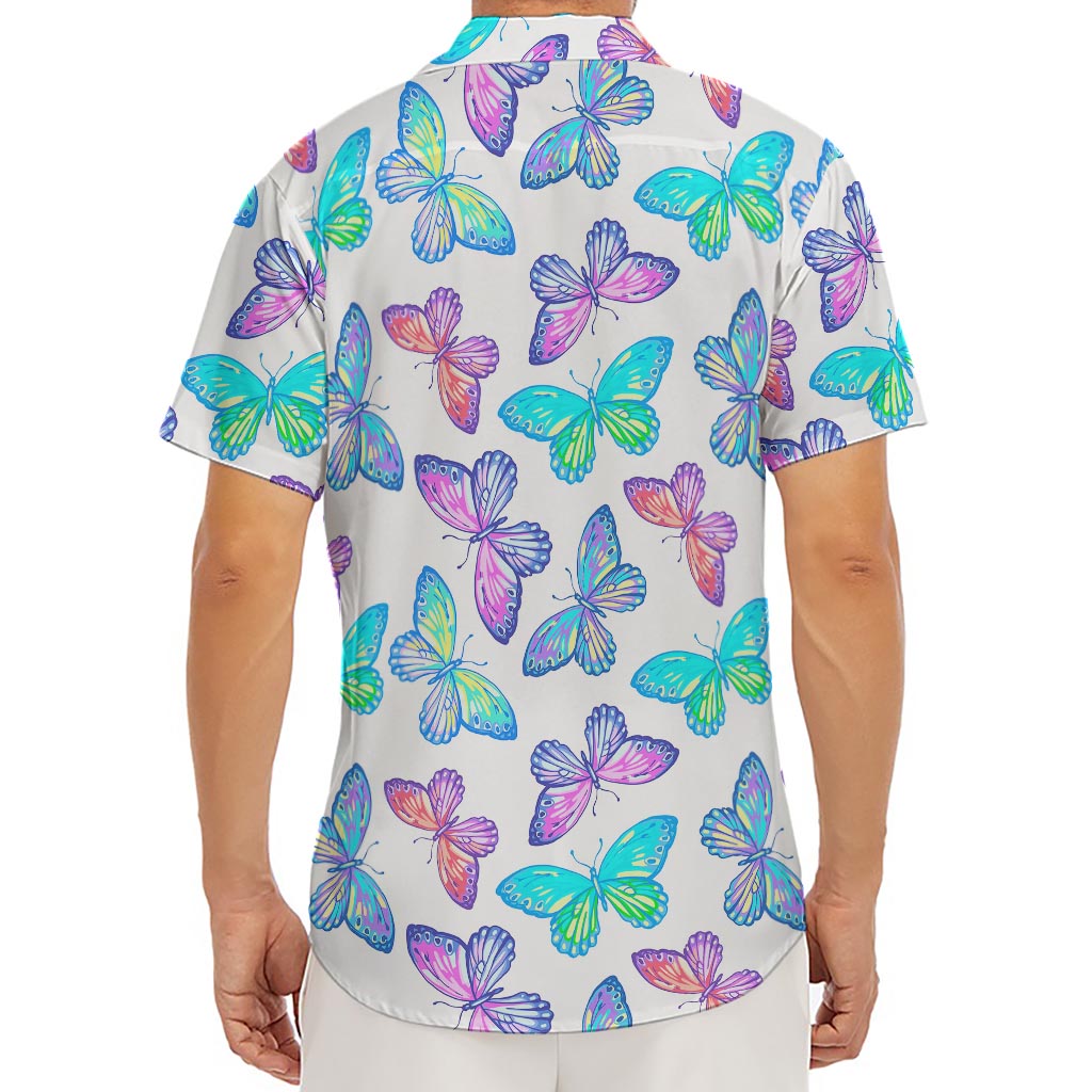 Colorful Butterfly Pattern Print Men's Deep V-Neck Shirt