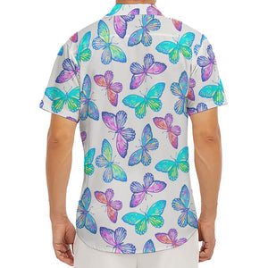 Colorful Butterfly Pattern Print Men's Deep V-Neck Shirt