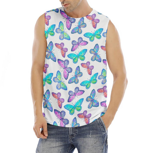 Colorful Butterfly Pattern Print Men's Fitness Tank Top