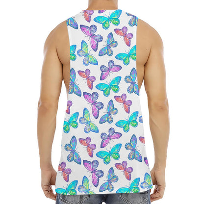 Colorful Butterfly Pattern Print Men's Muscle Tank Top