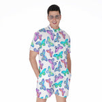 Colorful Butterfly Pattern Print Men's Rompers