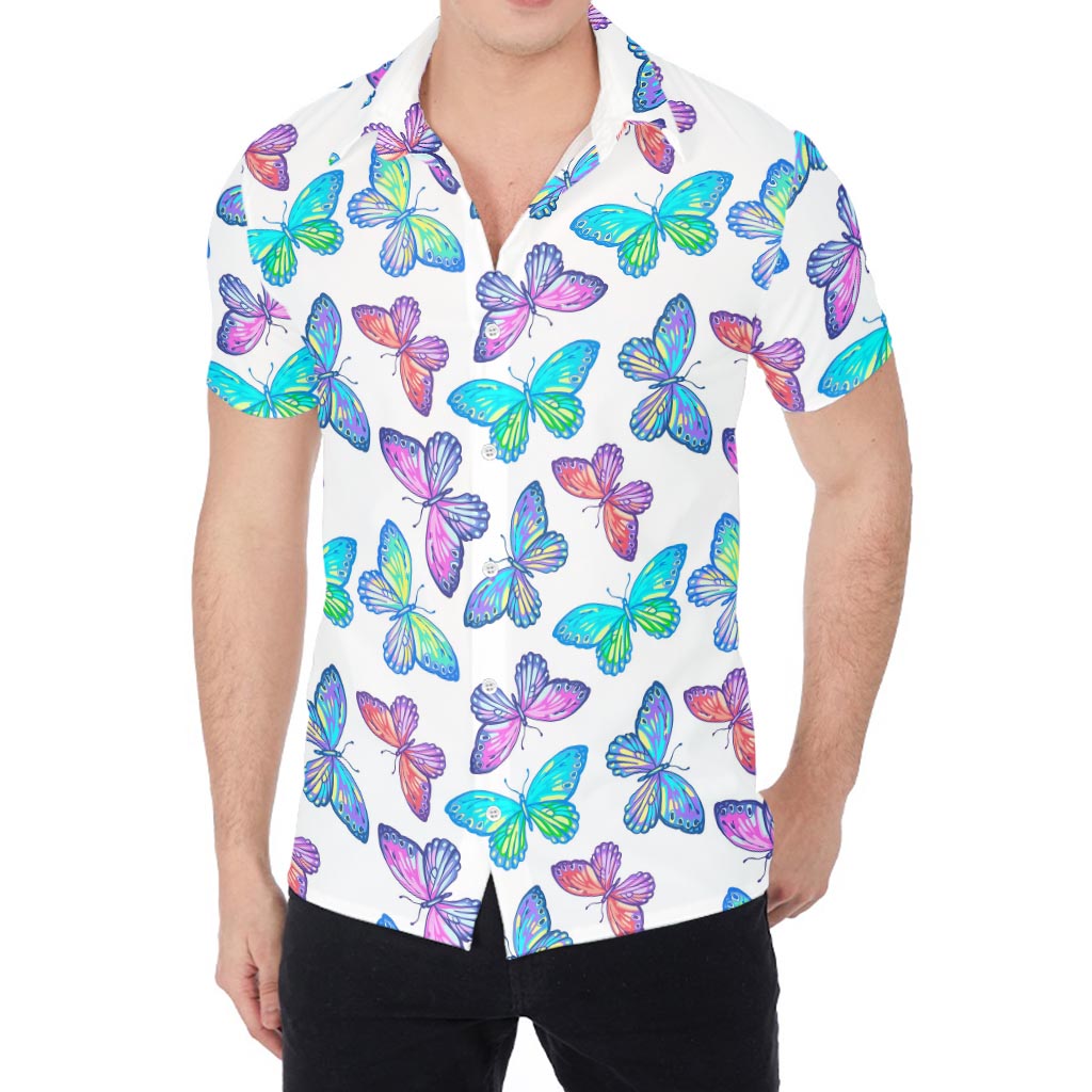 Colorful Butterfly Pattern Print Men's Shirt