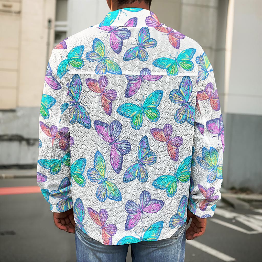 Colorful Butterfly Pattern Print Men's Shirt Jacket