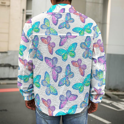 Colorful Butterfly Pattern Print Men's Shirt Jacket