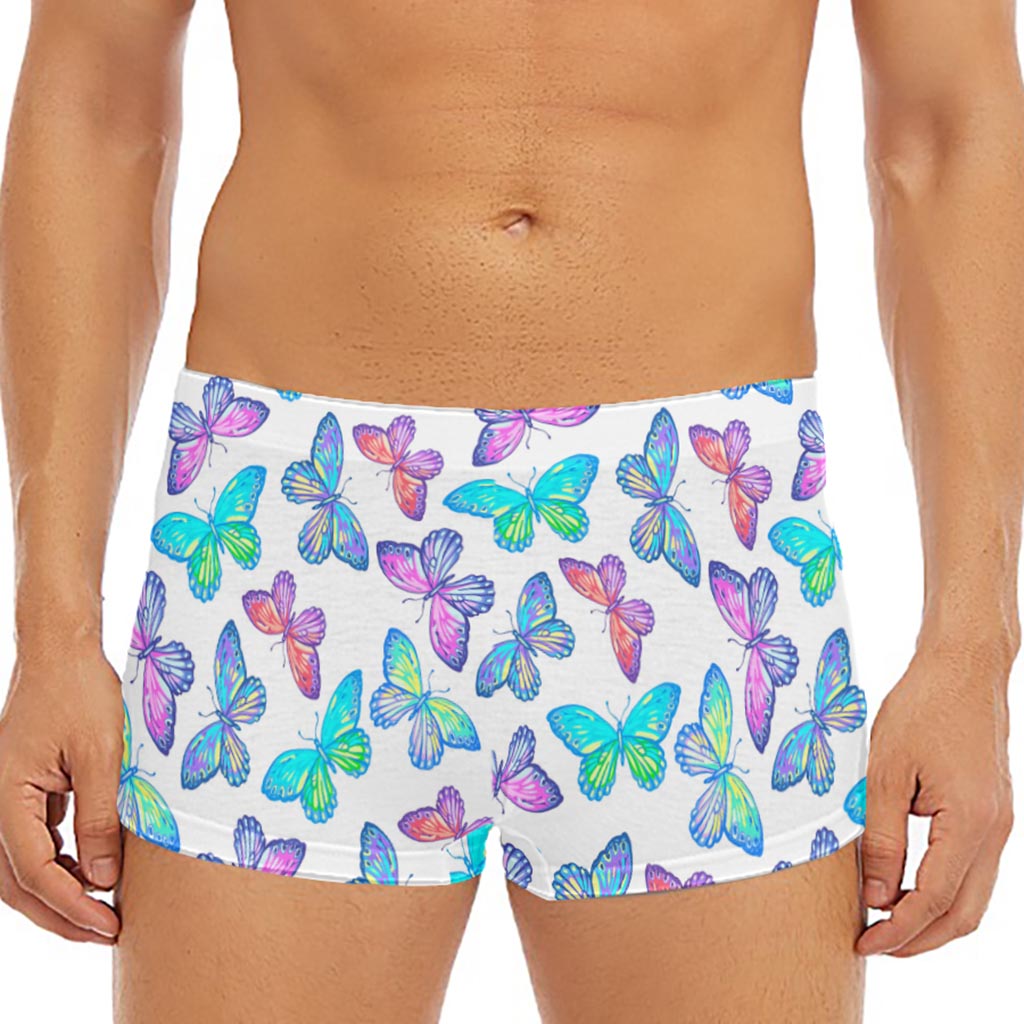Colorful Butterfly Pattern Print Men's Short Boxer Briefs