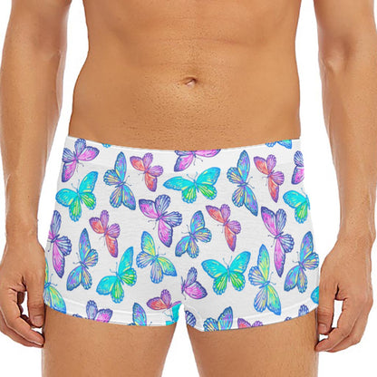 Colorful Butterfly Pattern Print Men's Short Boxer Briefs