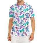 Colorful Butterfly Pattern Print Men's Short Sleeve Rash Guard