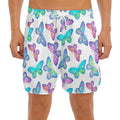 Colorful Butterfly Pattern Print Men's Split Running Shorts