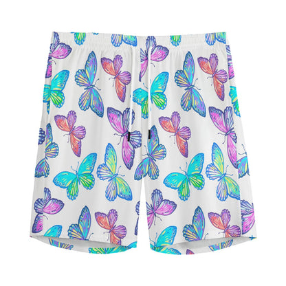 Colorful Butterfly Pattern Print Men's Sports Shorts