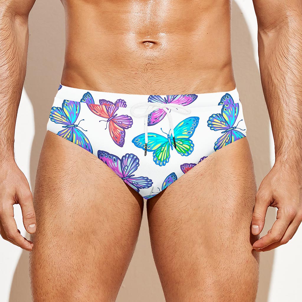 Colorful Butterfly Pattern Print Men's Swim Briefs