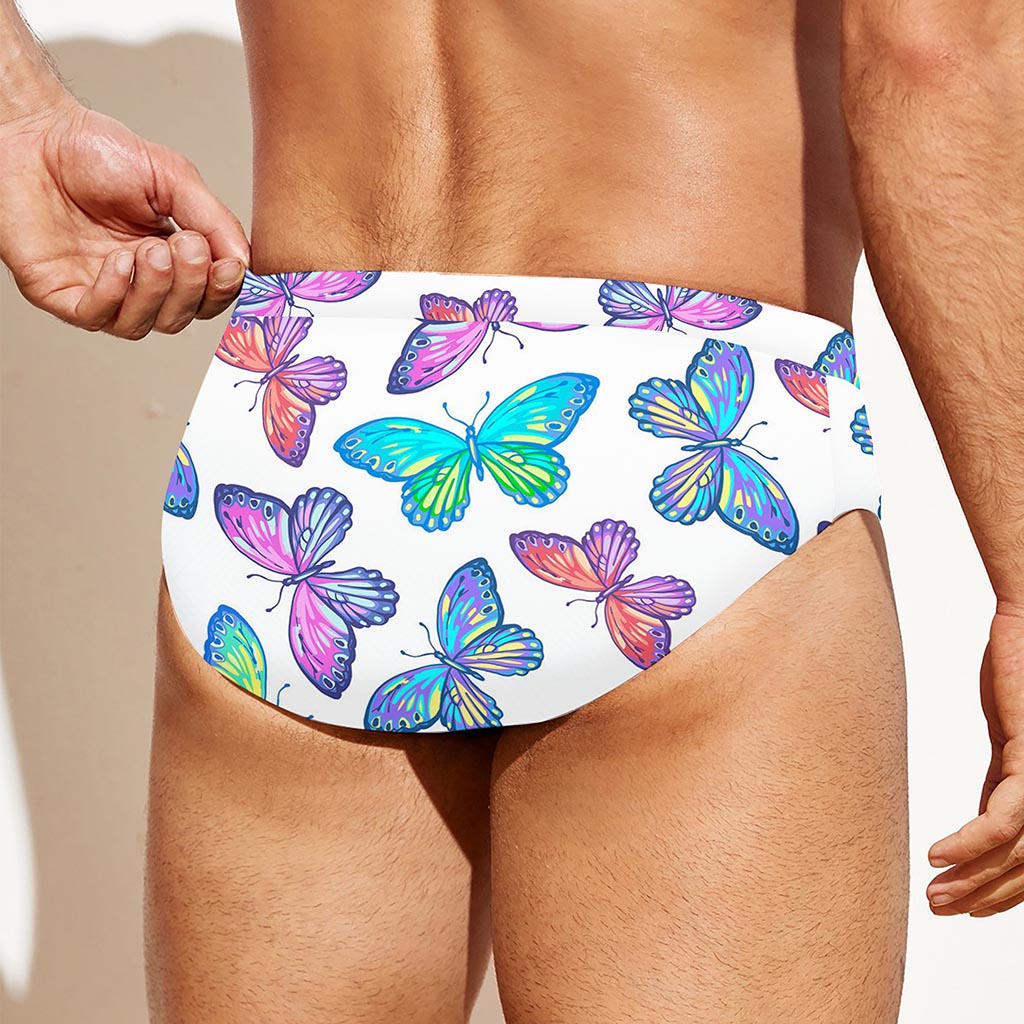 Colorful Butterfly Pattern Print Men's Swim Briefs
