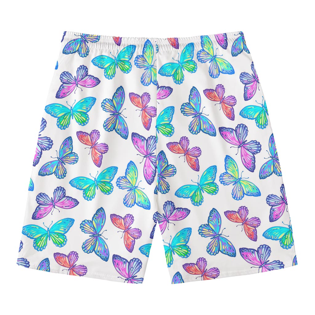 Colorful Butterfly Pattern Print Men's Swim Trunks