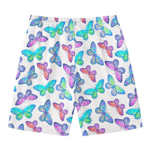 Colorful Butterfly Pattern Print Men's Swim Trunks