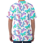 Colorful Butterfly Pattern Print Men's Velvet T-Shirt