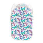 Colorful Butterfly Pattern Print Mesh Laundry Hamper
