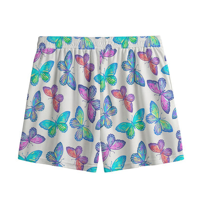 Colorful Butterfly Pattern Print Mesh Shorts