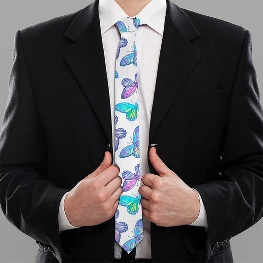 Colorful Butterfly Pattern Print Necktie