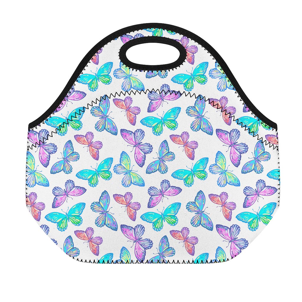 Colorful Butterfly Pattern Print Neoprene Lunch Bag