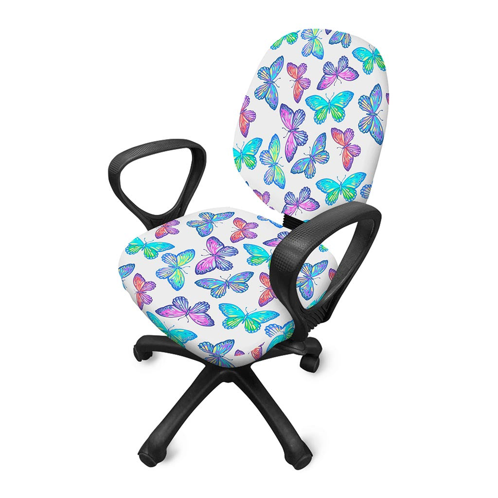 Colorful Butterfly Pattern Print Office Chair Cover