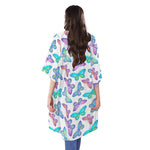 Colorful Butterfly Pattern Print Open Front Beach Cover Up