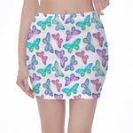 Colorful Butterfly Pattern Print Pencil Mini Skirt