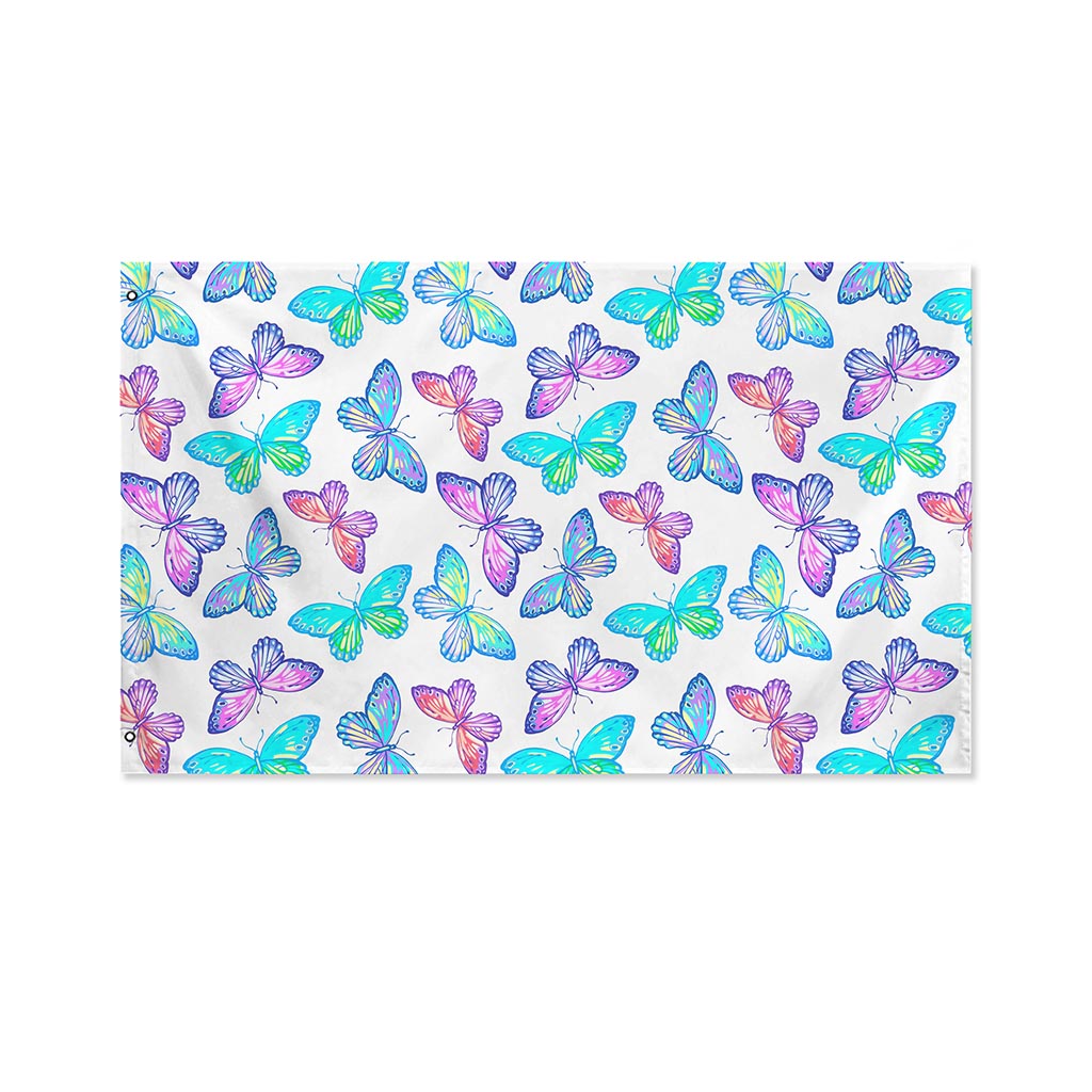 Colorful Butterfly Pattern Print Polyester Flag
