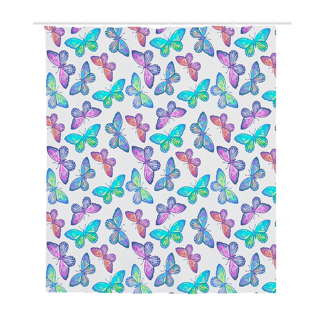 Colorful Butterfly Pattern Print Polyester Shower Curtain