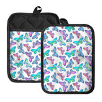 Colorful Butterfly Pattern Print Pot Holders With Pocket
