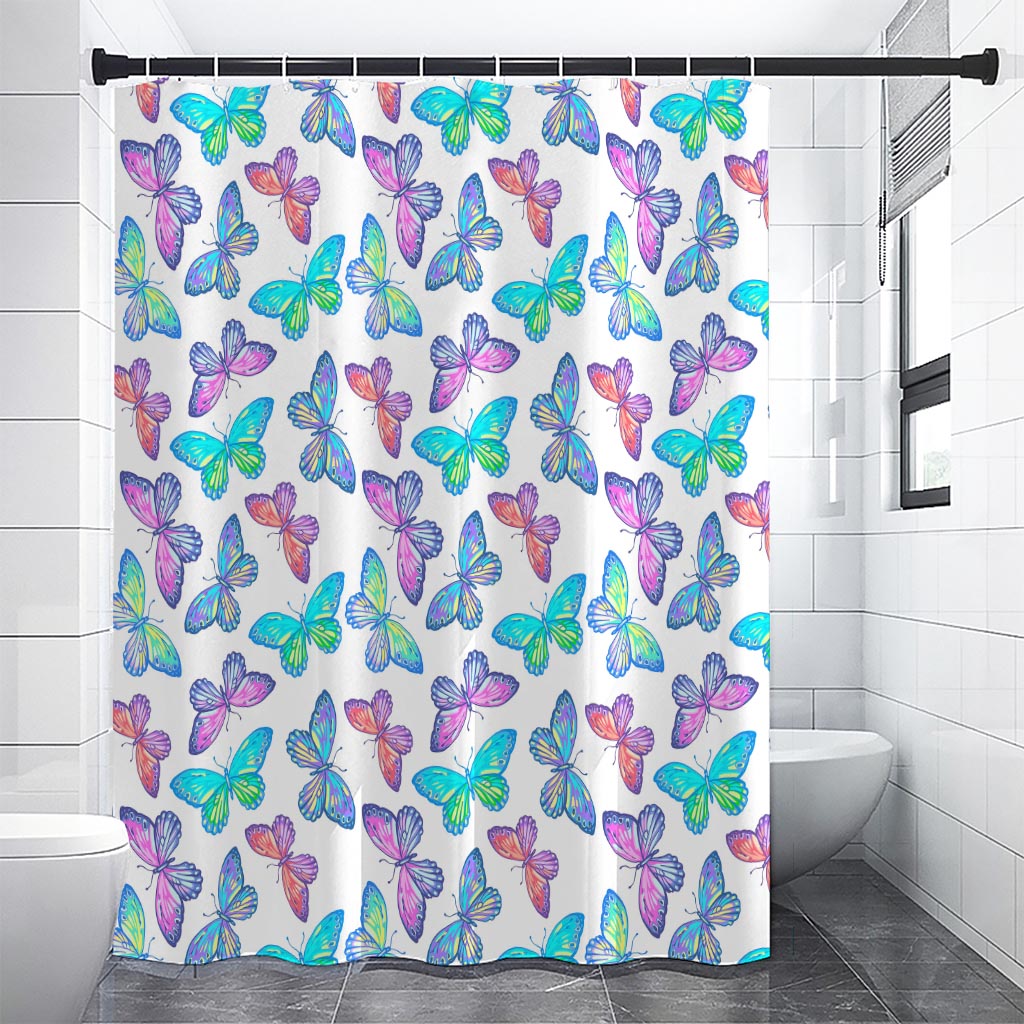 Colorful Butterfly Pattern Print Premium Shower Curtain