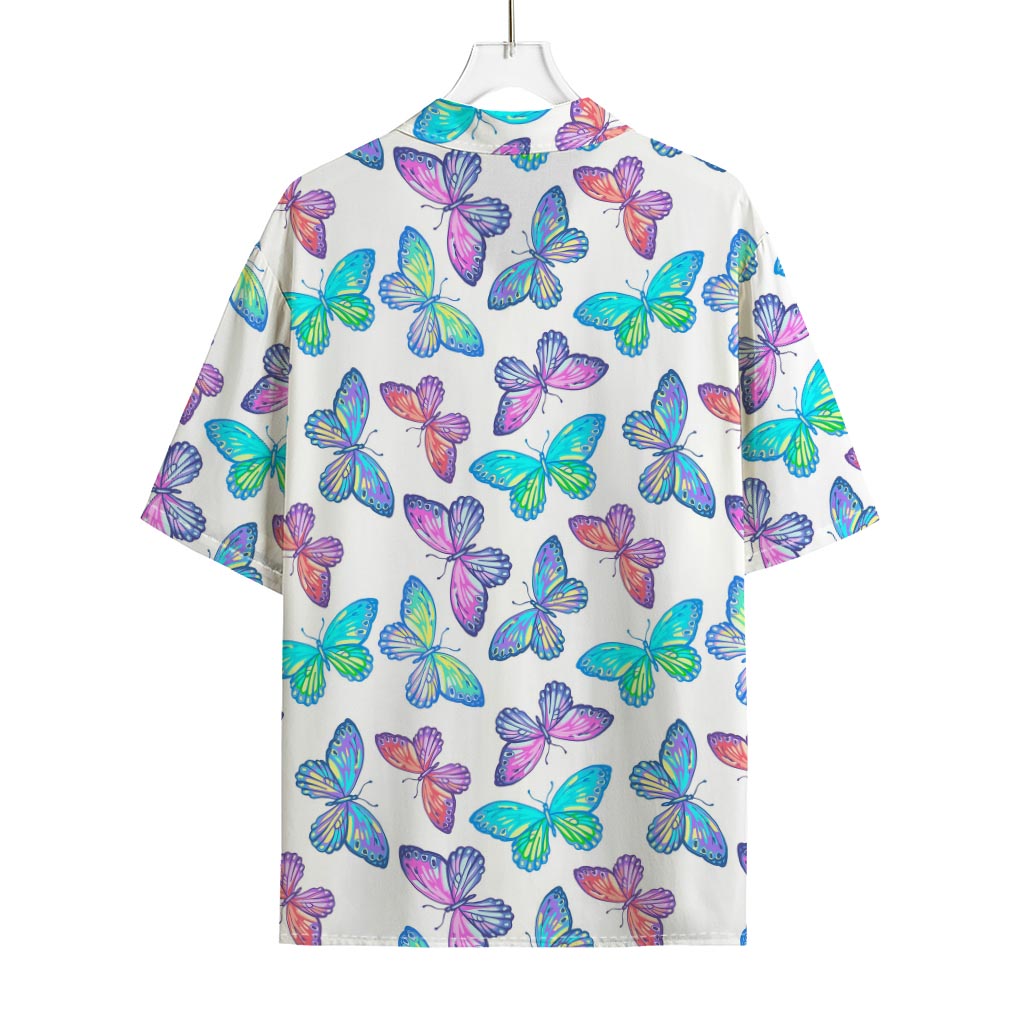 Colorful Butterfly Pattern Print Rayon Hawaiian Shirt