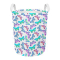Colorful Butterfly Pattern Print Round Laundry Basket