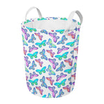 Colorful Butterfly Pattern Print Round Laundry Basket