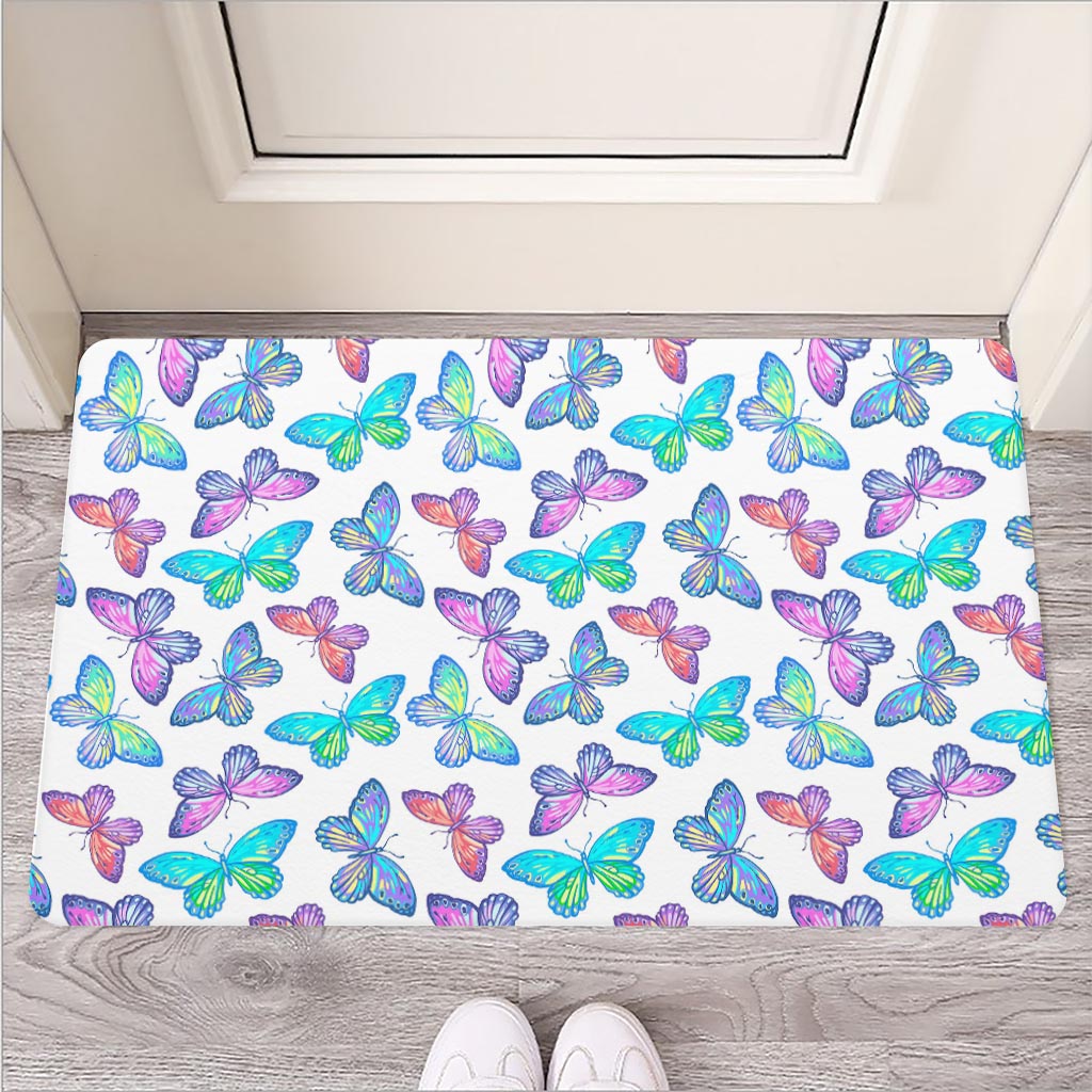 Colorful Butterfly Pattern Print Rubber Doormat