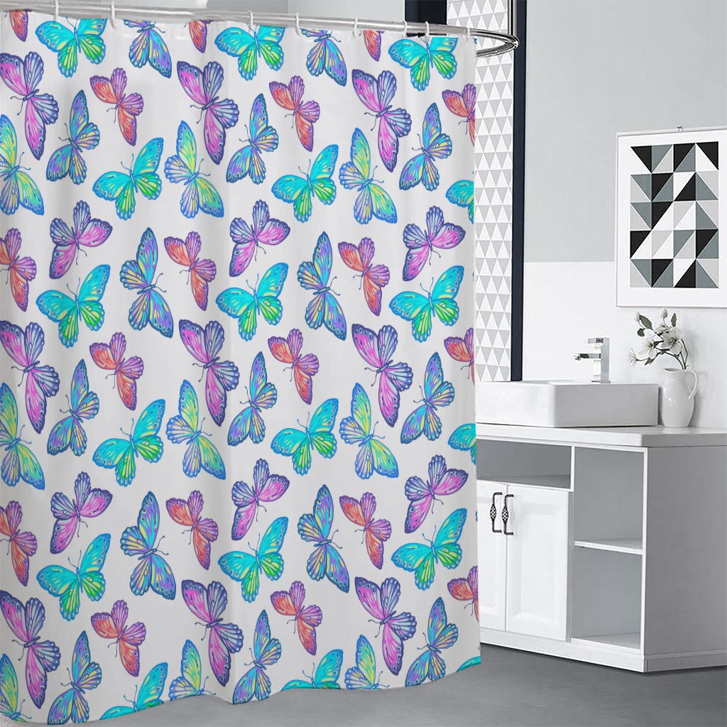 Colorful Butterfly Pattern Print Shower Curtain