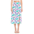 Colorful Butterfly Pattern Print Side Slit Midi Skirt