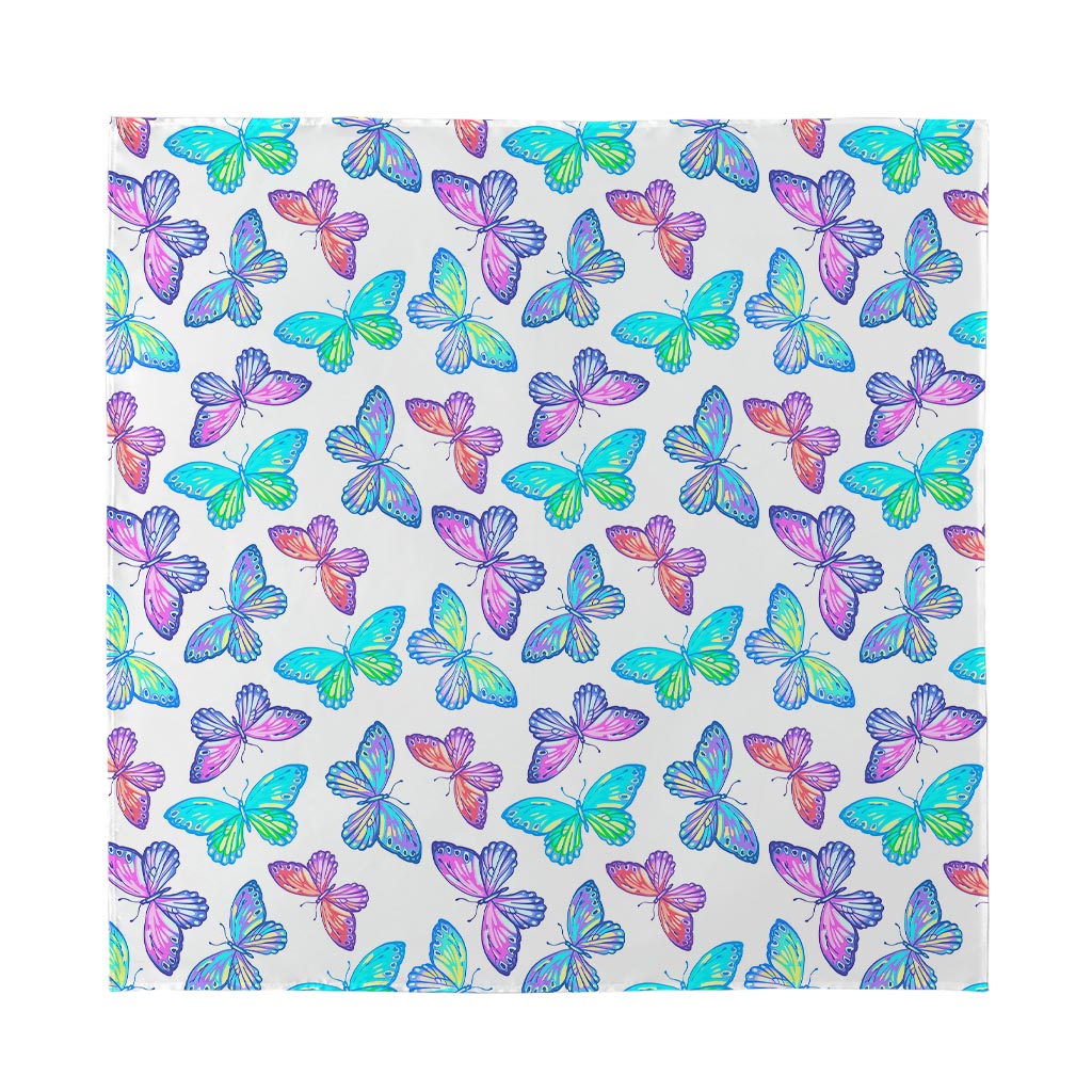 Colorful Butterfly Pattern Print Silk Bandana