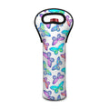 Colorful Butterfly Pattern Print Single Neoprene Wine Tote